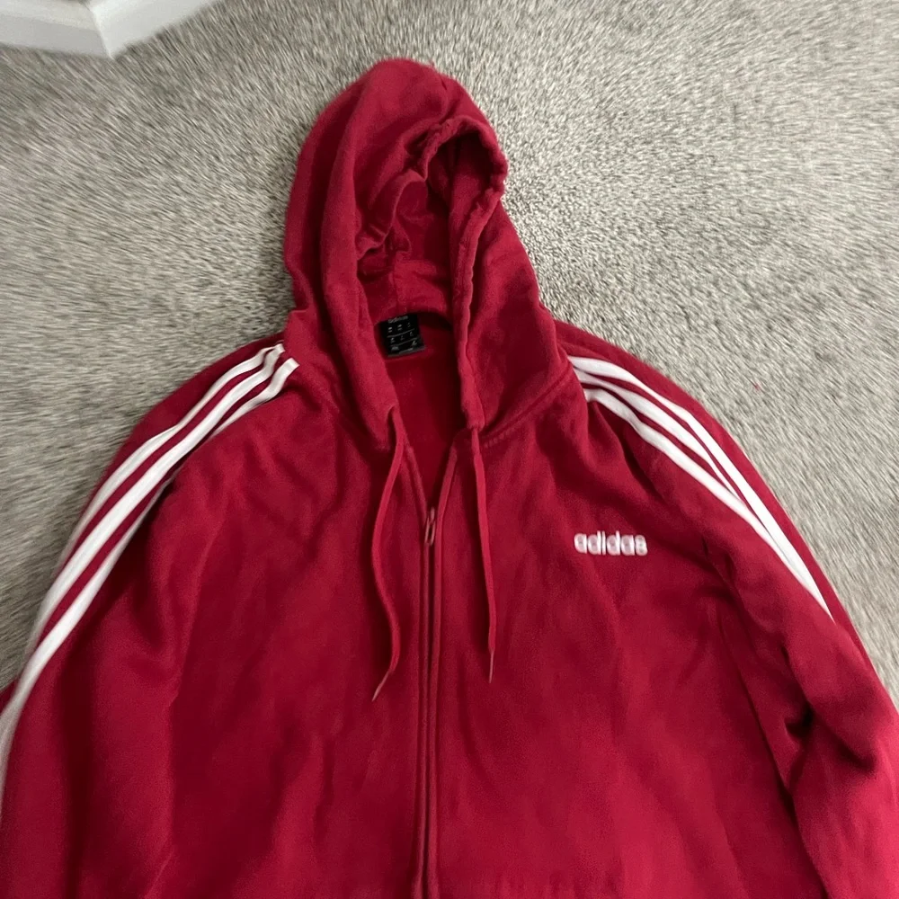 Adidas Men's Bold Red Zip-Up Hoodie - Picture 3 of 5